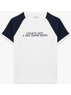 Koton Rahat Kalıp Kısa Kollu Bisiklet Yaka Baskılı Spor Tişört