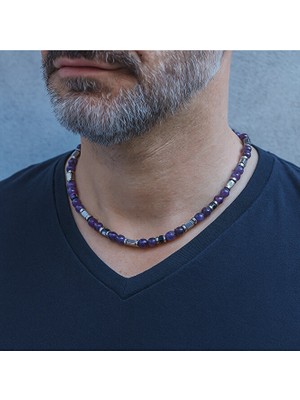 Asteria Elite Ametist Hematit Güç ,negatif Enerjilerden Arınma ve Huzur Kolyesi