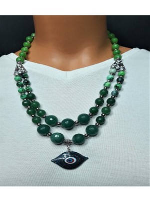 Asteria Elite Yeşil Akik Ceyt Denge, Uyum ve Şifa Kolyesi