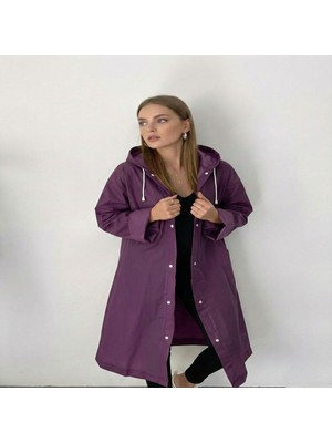Su Geçirmez Şık Kıyafet Üstü Yağmurluk Mor