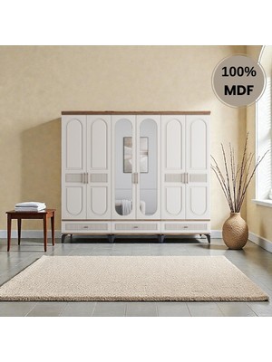 Slope 6 Kapaklı Mdf Ayaklı Tasarım Country Gardırop