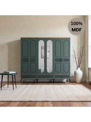 Slope 6 Kapaklı Mdf Ayaklı Tasarım Country Gardırop