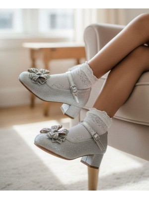 Gala Stil Gala Simli Fiyonklu Çocuk Topuklu Ayk