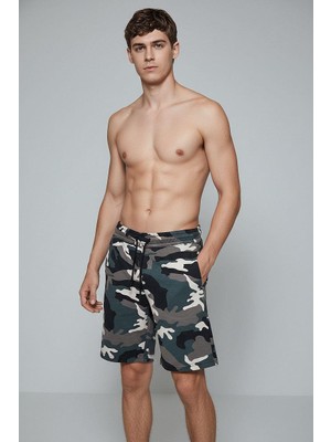 Madmext Kamuflaj Bej Erkek Regular Fit Şort 4842
