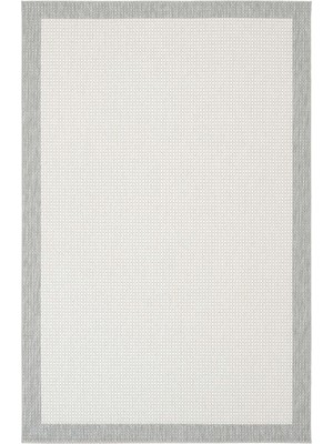 Cool Halı Elena Beyaz Gri Sisal Görünümlü Kaydırmaz Taban Dokuma Ince Salon Oturma Odası Yazlık Özel Ölçü Halı