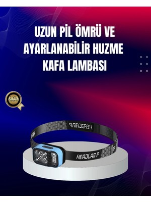 Tuncel Store Süper Parlak LED Kafa Feneri 3 Renk 53 Mod Type C Şarjlı