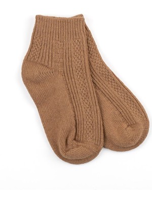Bütüncül Şifa Dikişsiz Kısa Yün Çorap A.kahverengi