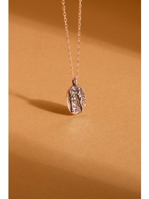 Takıdepo Antik Roma Figürlü Minimal Gümüş Kolye Rose Rengi
