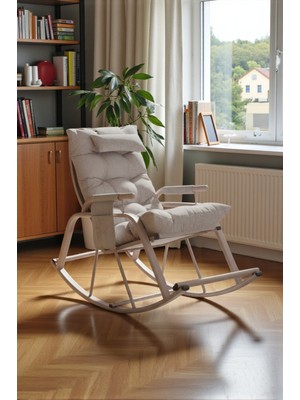 Dicle Cepli Pofuduk Minderli Sallanan Sandalye Tv Koltuğu Krem