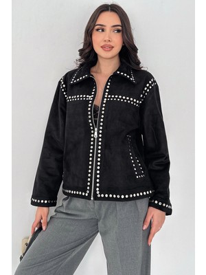 Zımba Detaylı Içi Kürklü Süet Mont