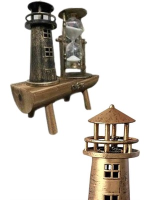 Uygun Sepetim Hediyelik Eşya Retro Deniz Fenerli Kum Saati Ahşap Görünümlü Dekoratif Eşya - UY002F-6CAOP8