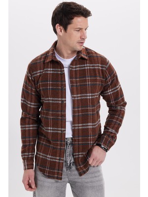 Tudors Erkek Slim Fit Dar Kesim Kareli Kışlık Oduncu Gömlek