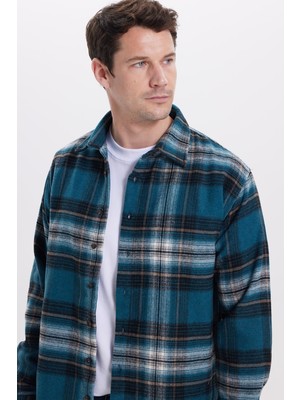 Tudors Erkek Relax Fit Rahat Kesim Kışlık Kareli Oduncu Gömlek