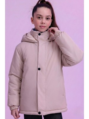 Kız Çocuk Taş Suya Dayanıklı Rüzgar Korumalı Kürk Astarlı Mont Parka