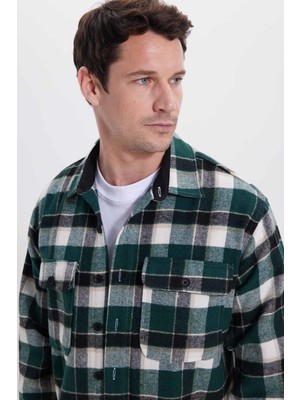 Tudors Erkek Relax Fit Rahat Kesim Çift Cepli Kışlık Oduncu Kareli Gömlek