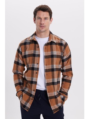 Tudors Erkek Slim Fit Kareli Kışlık Oduncu Gömlek Günlük Kullanım İçin S Beden