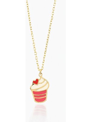 Cherry By Özkonak Kalp Cupcake Çocuk Kolyesi