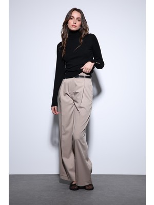 Antioch Bej Geniş Paça Kadın Pantolon