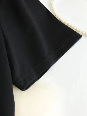 Sidelya Concept Baskılı Oversize Bisiklet Yaka T-Shirt - Siyah