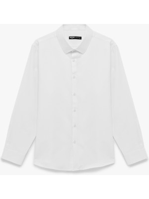 Koton Regular Fit Uzun Kollu Düğmeli Klasik Yarım Italyan Yaka Gömlek