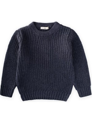 Cigit Bisiklet Yaka Selanik Triko Kazak 2-8 Yaş Indigo Mavi