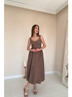 Sidelya Concept Vizon Yanları Büzgülü Göğüs Kuplu Elbise