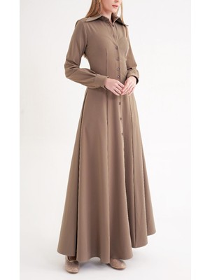 Societa Bej Vücuda oturan uzun gömlek elbise 94725