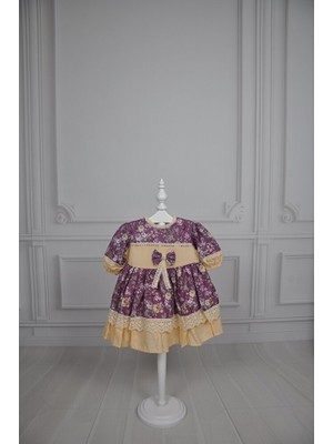 ministok Dantelliçıtır Çiçek Desenli Vintage Elbise