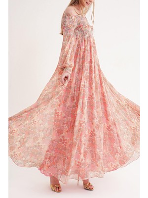 Societa Desenli Düşük omuz gipeli bol elbise 94189