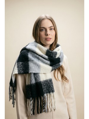 Kadın Puffy Ekose Atkı Şal