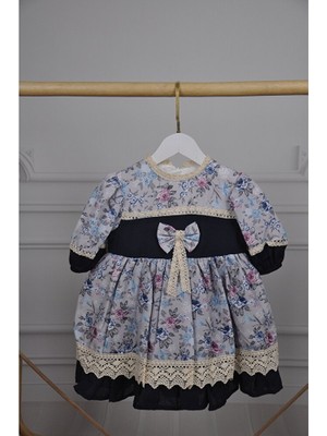 ministok Dantelliçıtır Çiçek Desenli Vintage Elbise