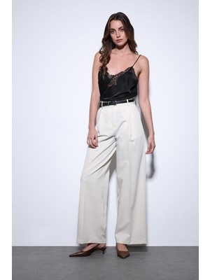 Antioch Ekru Geniş Paça Kadın Pantolon