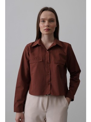 Sidelya Concept Cepli Uzun Kol Gömlek - Koyu Kahve