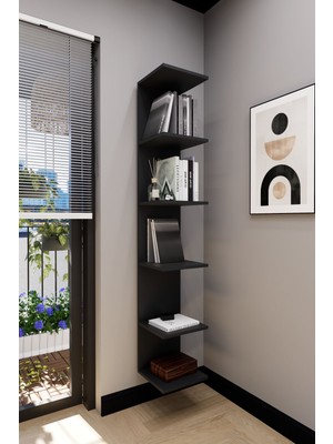 Mirobi Troy Duvara Monte Kitaplık Duvar Rafı 6 Raf Antrasit