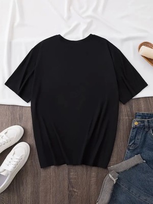 Sidelya Concept Baskılı Oversize Bisiklet Yaka T-Shirt - Siyah