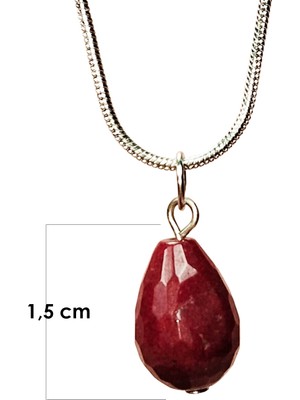 Royaleks Yakut Doğal Taşı Zincirli El Yapımı Kolye Uç: 1,5 cm Zincir: 20 cm Kutulu