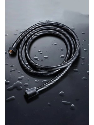 Suvia Siyah Duş Başlığı Hortumu 150 cm – Paslanmaz Çelik Duş Ara Bağlantı Hortumu Fiskiye
