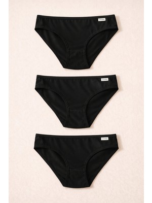 Kadın 3'lü Basic Slip Külot Siyah