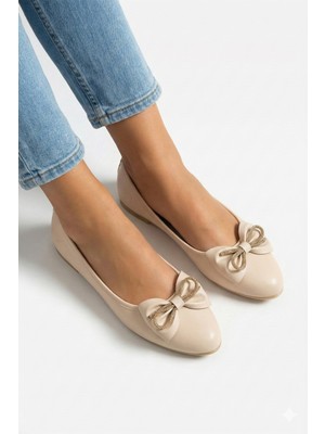 Nmoda Kadın Kurdele Detaylı Ortopedik Babet Ayakkabı Hafif Taban Günlük Şık Rahat Model