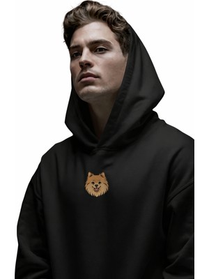 Muhtar Store Pomeranian Figürlü Siyah Unisex Kapüşonlu Sweatshirt – Dtf Baskı