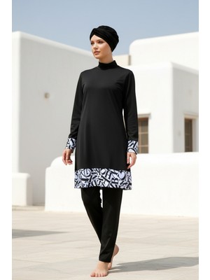Marina Tam Kapalı Tesettür Mayo Siyah 1977