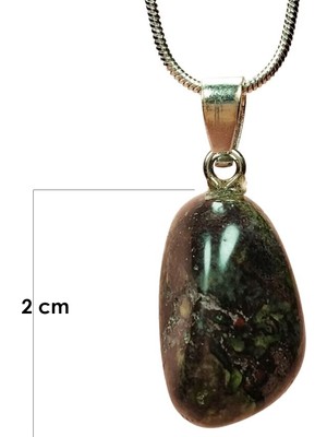 Royaleks Anyolit Doğal Taşı Zincirli El Yapımı Kolye Uç: 2 cm Zincir: 20 cm Kutulu