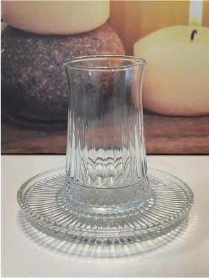 Royaleks Group Müge 6'lı Cam Çay Tabağı Çay Tabak Altlığı ROYALEKS-TG-2023