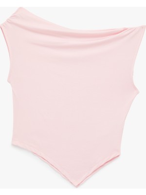 Koton Slim Fit Kolsuz Asimetrik Bluz