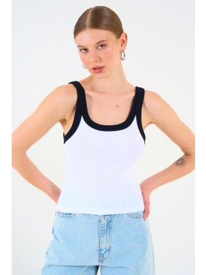 Sidelya Concept Iki Renkli Atlet - Beyaz-Siyah