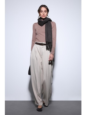 Antioch Bej Pileli Palazzo Kadın Pantolon