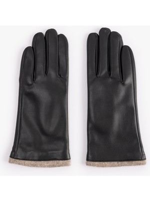 Koton Kadın Suni Deri Kumaş Detaylı Eldiven Siyah Kış Sezonu İçin Şık Aksesuar
