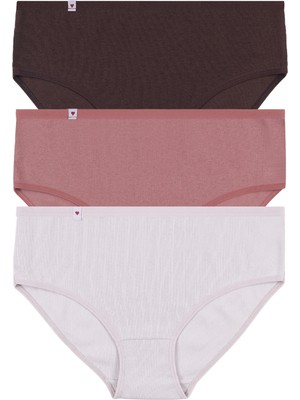 Koza İç Giyim Kadın Bato 3lü Pamuklu Etiket Detaylı Fitilli Ribana Külot