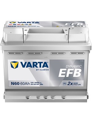 Varta 60 Amper EFB Akü N60 12 V 640 Ah Kapasite İspanya Menşeli Yüksek Performans