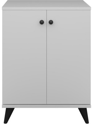 Dienni Simple Çok Amaçlı Dolap 2 Raflı 2 Kapaklı 60X44X80 Beyaz